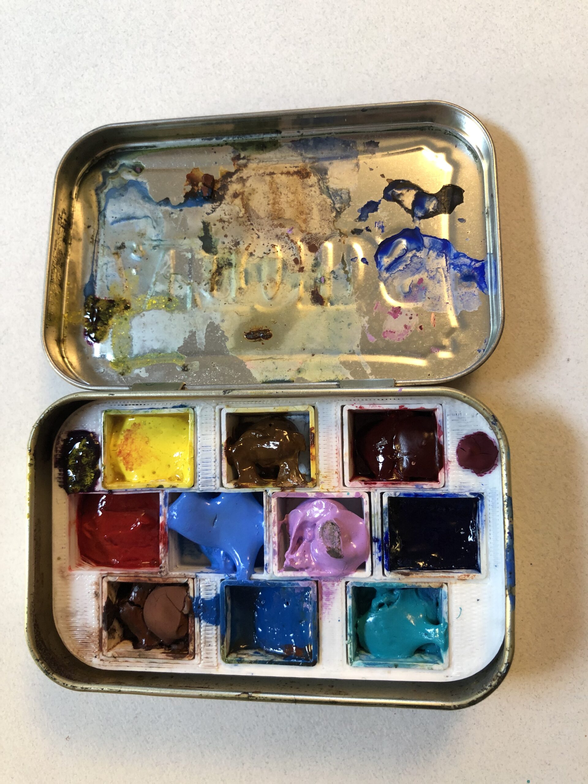 Altoids Tin (Altoid Tin) Water Color Palette with Brush Stand by Akshay, Download free STL model